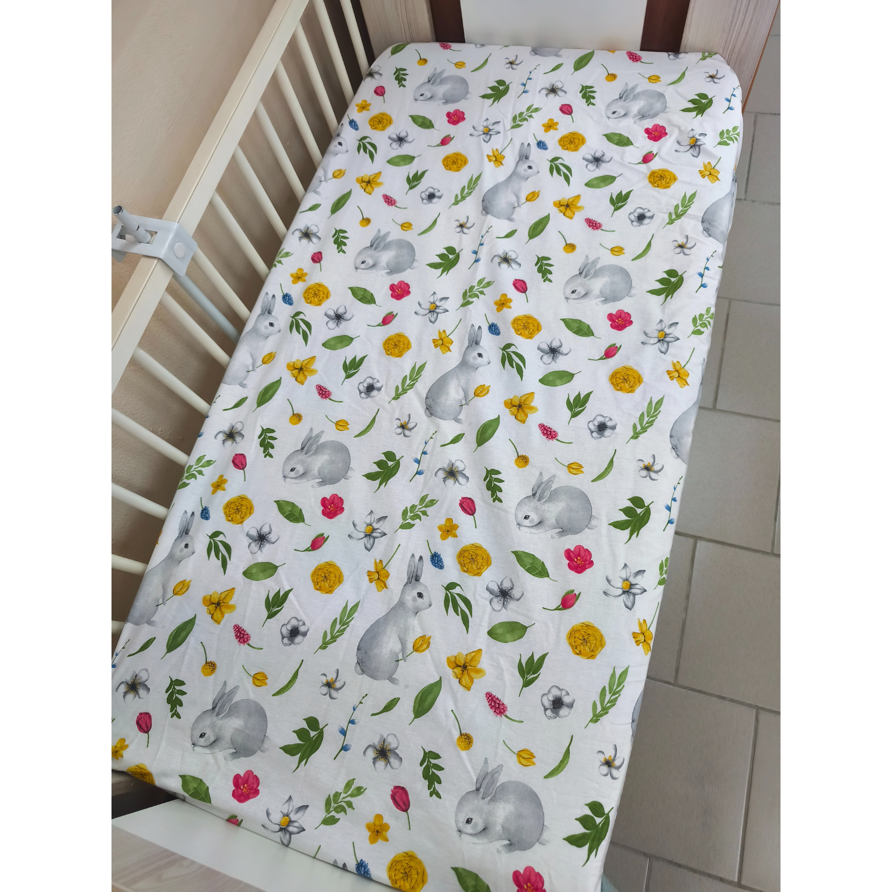 Cersaf elastic din bumbac p/u patuc, 120*60 cm, Iepuras