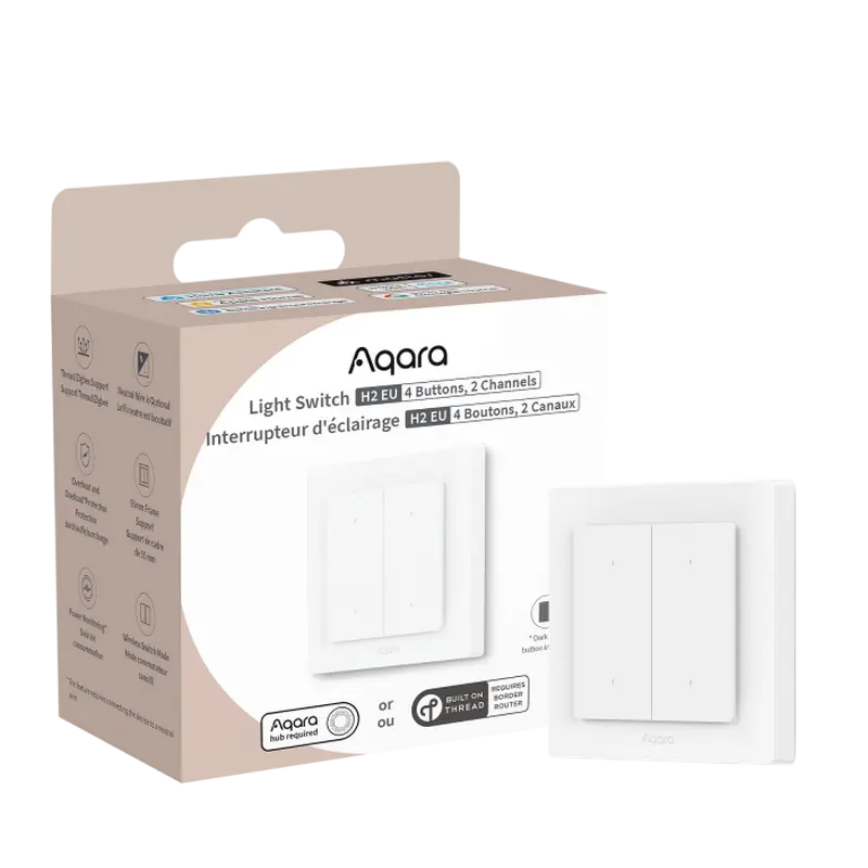 Comutator inteligent AQARA Light Switch H2, Alb