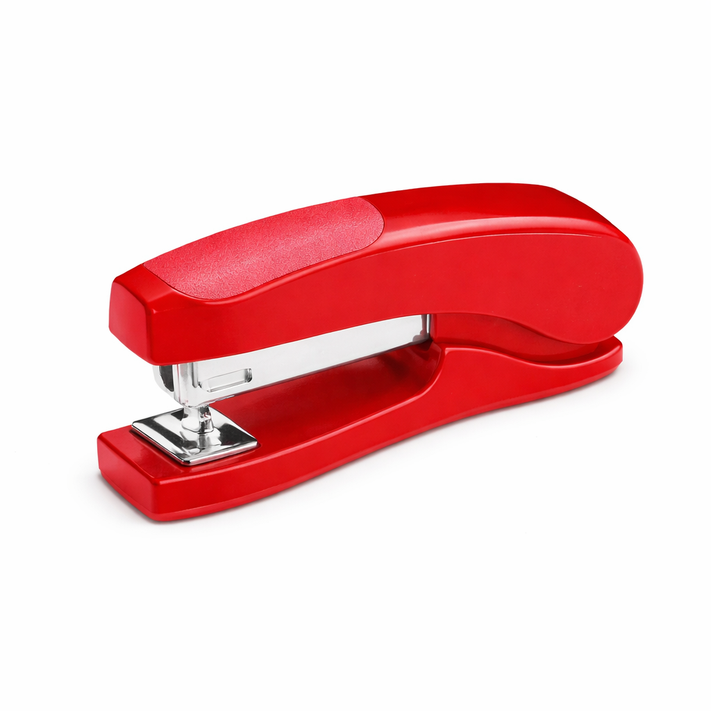 Capsator Norma, 25 file, 55 mm, rosu, compatibil capse 24/6-26/6, capsator pentru scoala si birou