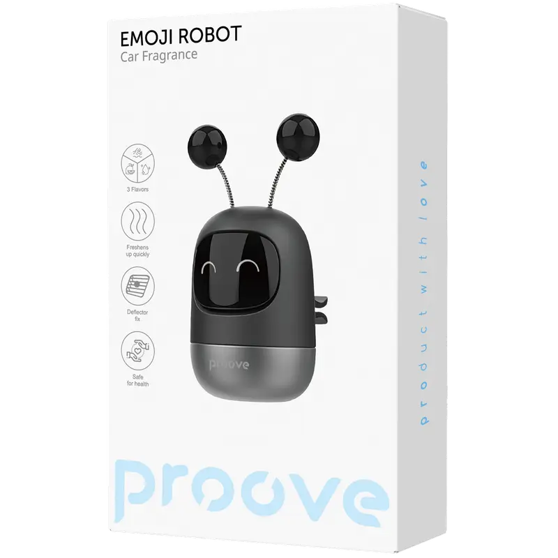 Aromatizator auto Proove Emoji Robot Happy, Negru