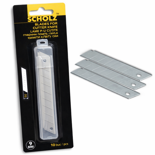 Lame cutter 18 mm Scholz, lame rezerva pentru cutit utilitar, rezerve cutter pentru carton hartie folie, lame segmentate otel rezistent, set 10 buc