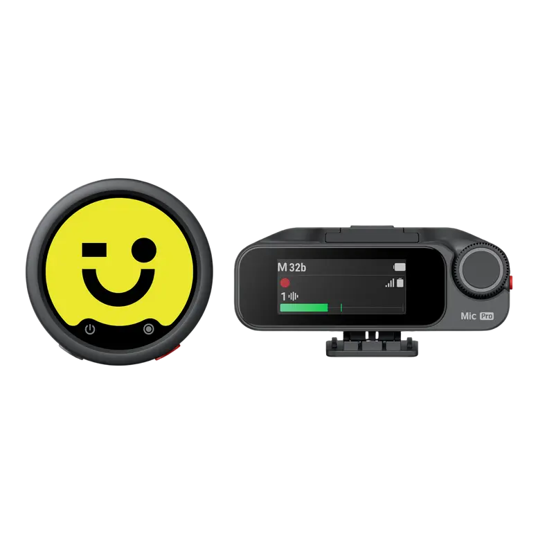Microfon portabil pentru înregistrare vocală Insta360 Mic Pro (1 TX + 1 RX), Fără fir, Negru