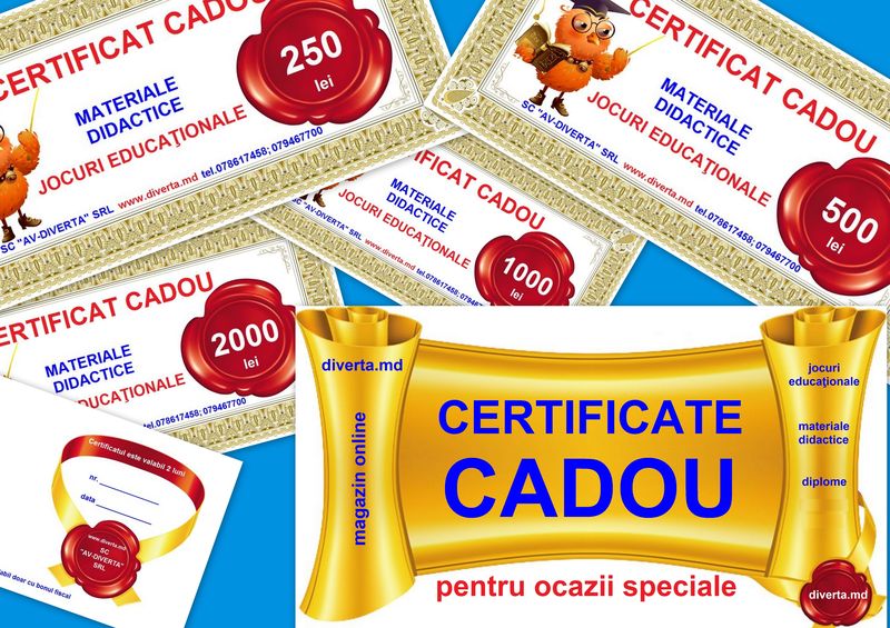 Certificat cadou - Materiale didactice, Jocuri educaţionale  - 100 000 lei art.CT-11