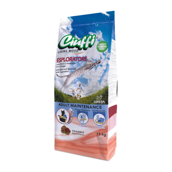 GHEDA hrana pentru pisici Ciuffi Esploratore  Adult Maintenance 15 kg