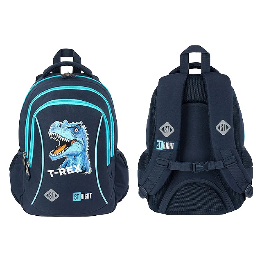 Ghiozdan scolar ortopedic 27X17X39 cm Blue T-Rex