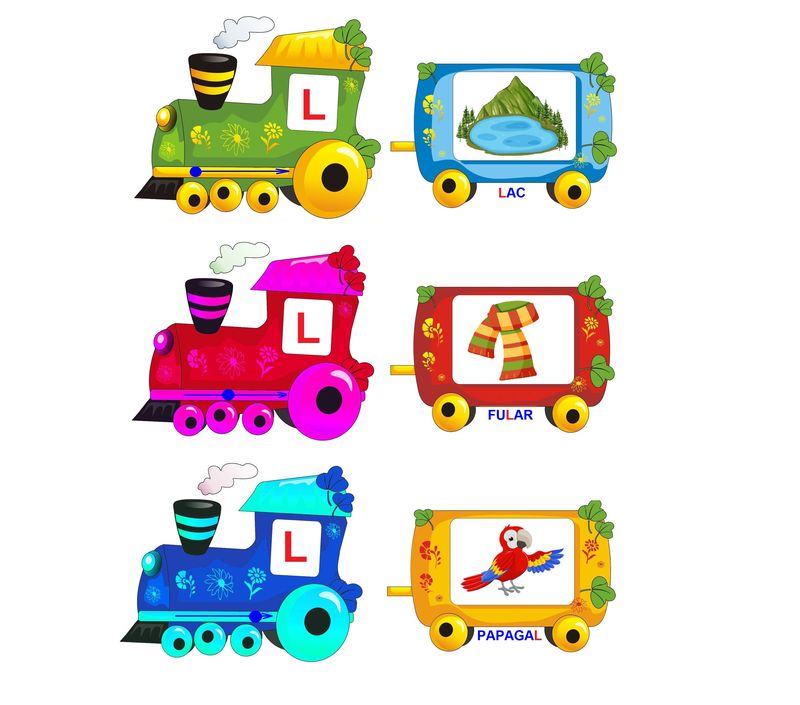 L-203 Joc cu jetoane Trenuleţul logopedic - Sunetele L, R, T, P