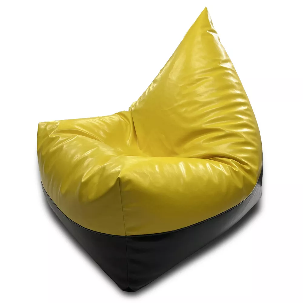 Fotoliu puf Bean Bag piramidă mărimea XL din ecopiele MAX culoarea galbenă cu negru