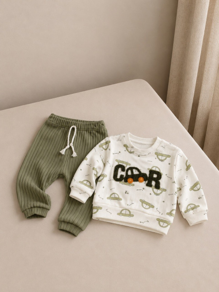 Set cu bluză și pantaloni „Mașinuță”