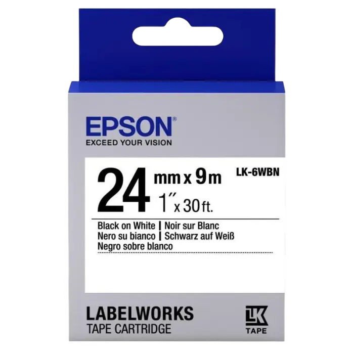 Cartuş de bandă Epson LK-6WBN, 24 mm x 9 m
