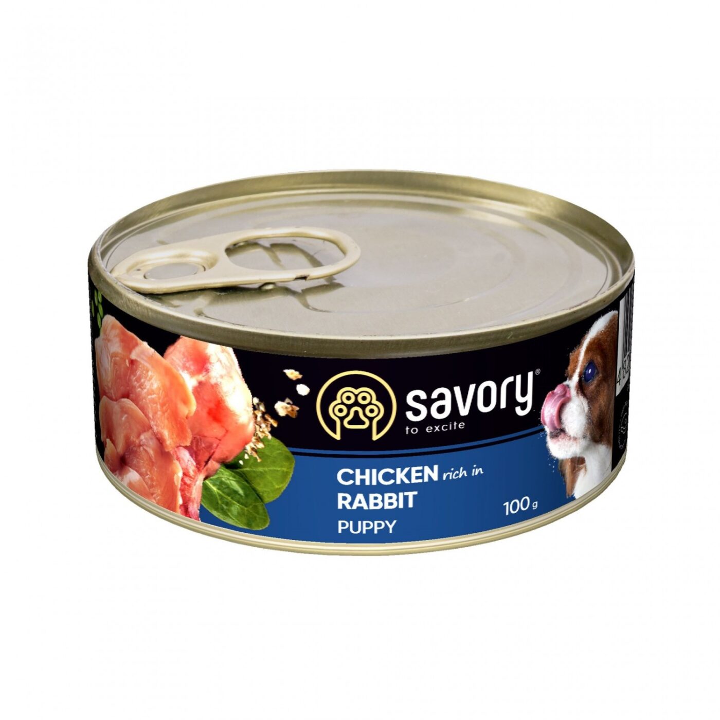 Savory Dog All breeds Puppy rabbit 100G, hrană umedă cu pui și iepure pentru căței