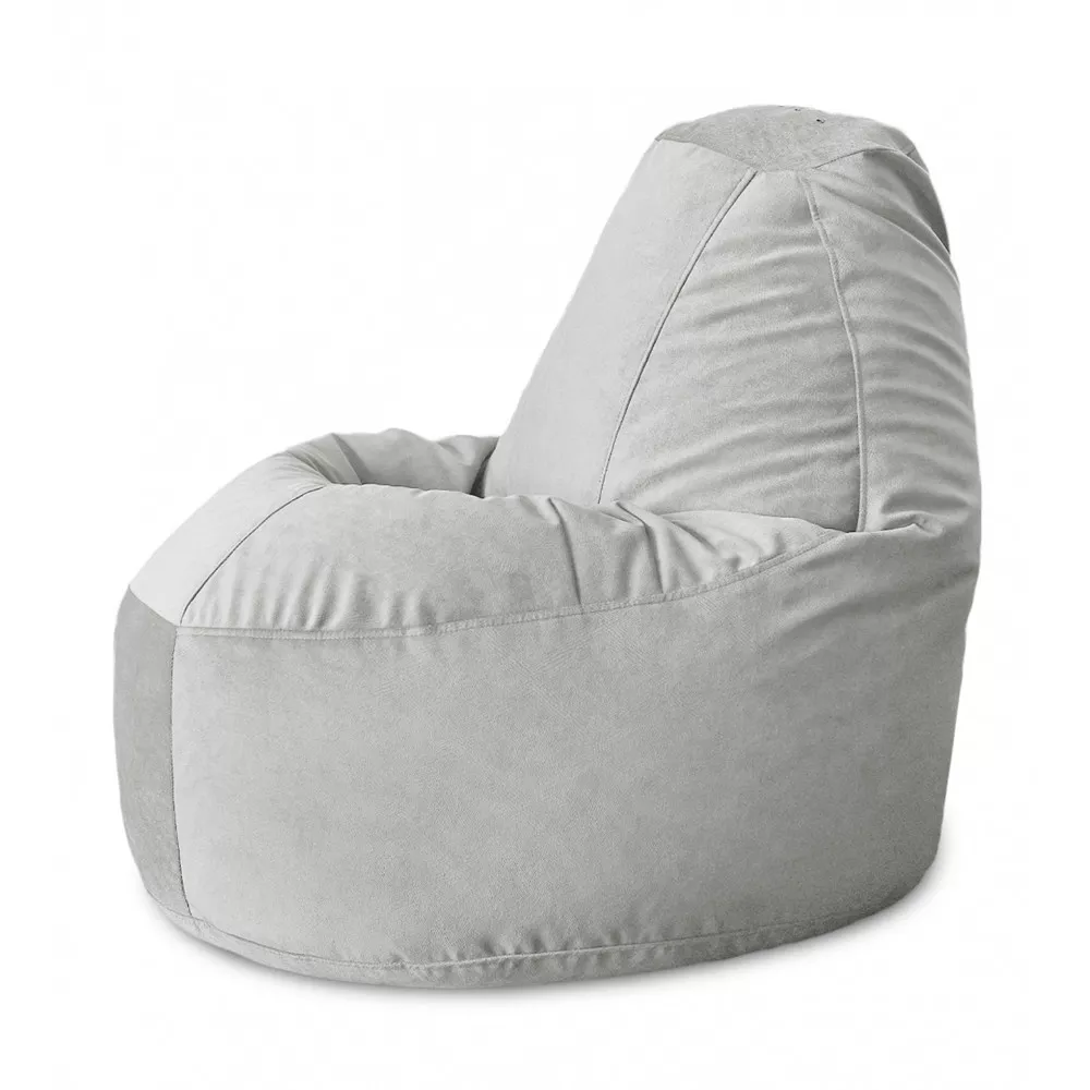Fotoliu Bean Bag Lux din velur, culoare sura
