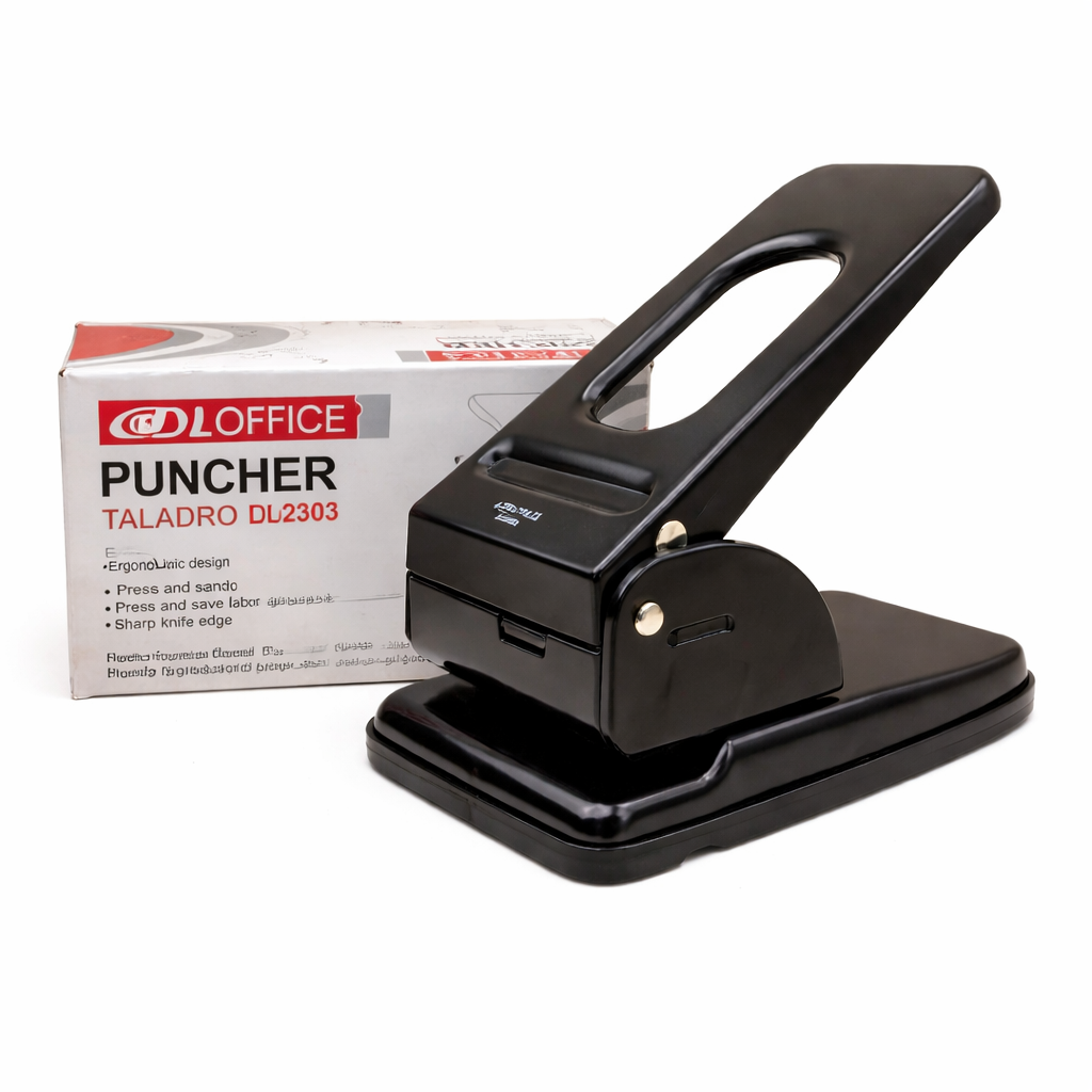 Perforator profesional DL 60 file, metalic, 2 gauri, 8 cm standard, heavy duty, negru, pentru birou si arhivare