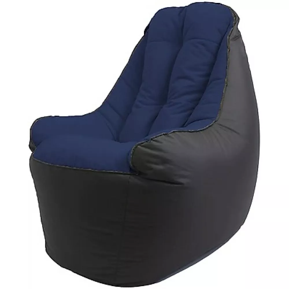 Fotoliu fără carcasă BigBoss din velur și oxford, culoare negru cu albastru închis