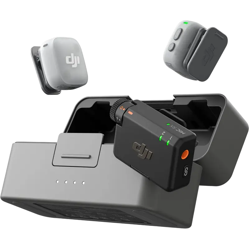 Microfon portabil pentru înregistrare vocală DJI Mic Mini 2 (2 TX + 1 RX + Charging Case), Fără fir, Negru