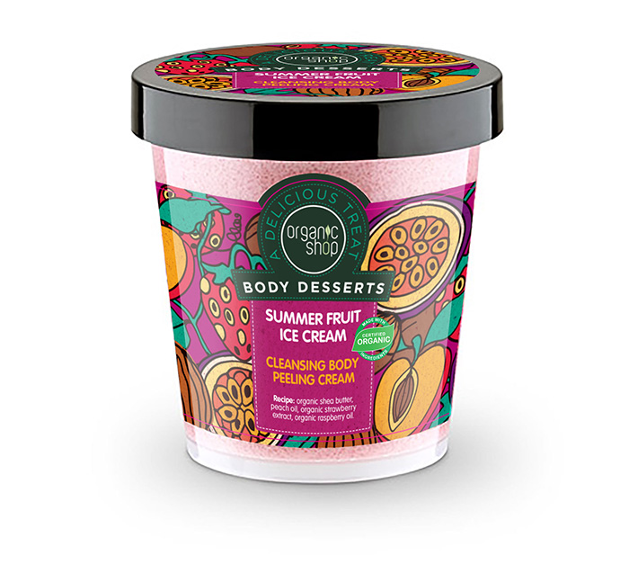 OS Body Desserts Cremă -peeling de corp cu gheață de fructe de vară Curatire, 450 ml