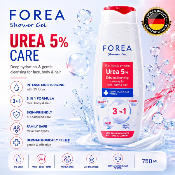 Gel de dus Forea Urea 5%  3in1 - 750 ml