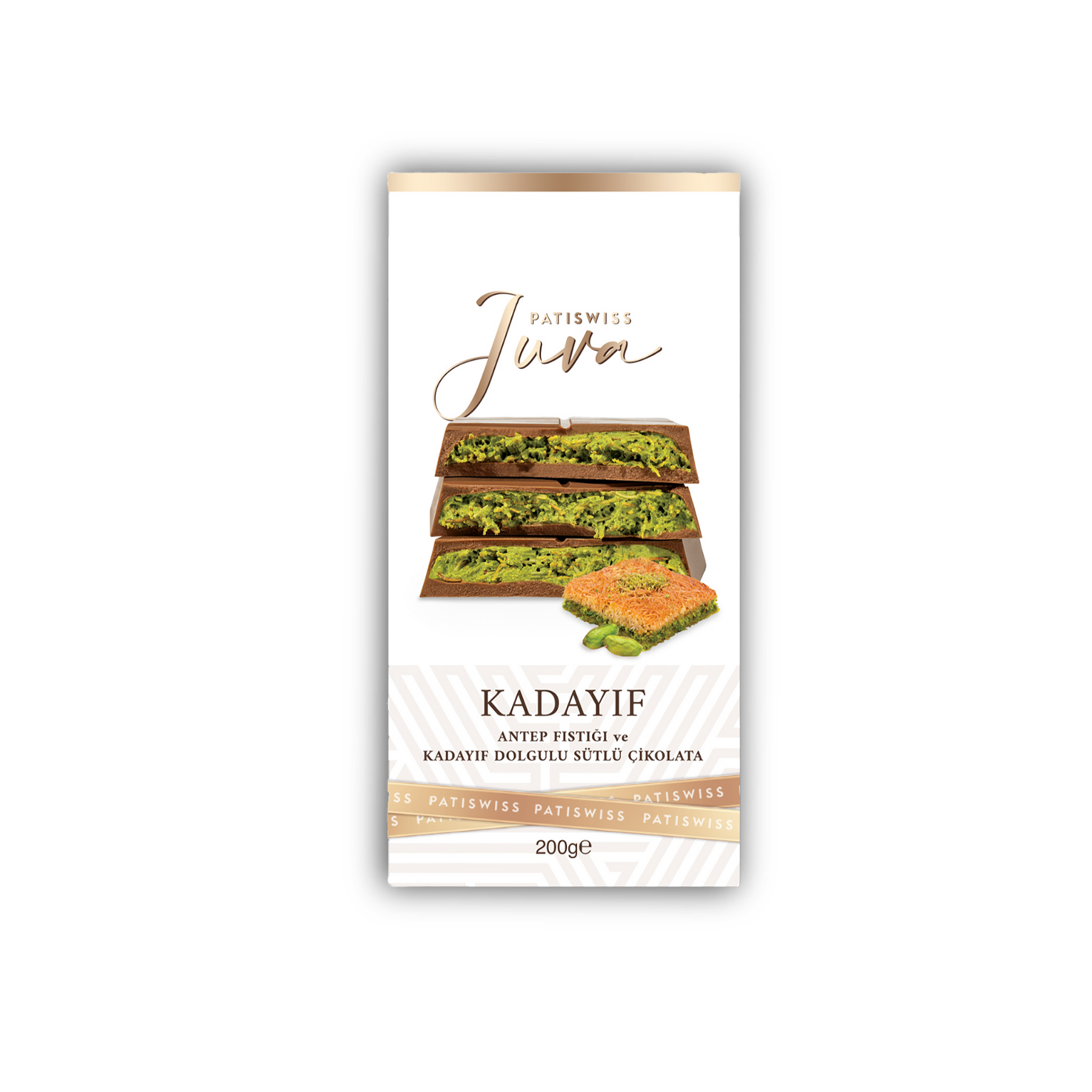 Ciocolata Patiswiss Dubai cu fistic si Knafeh, 200g