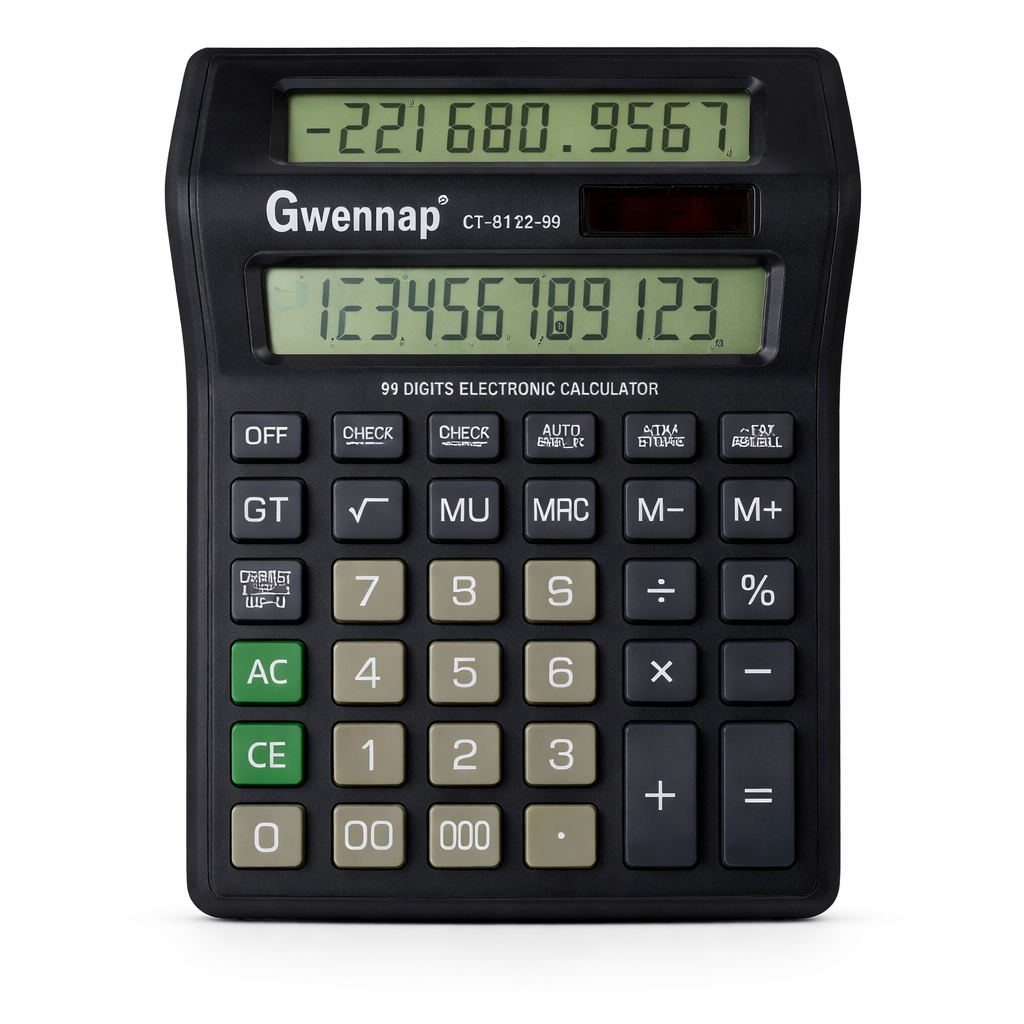 Calculator de Birou Gwennap 12 Digiti cu 2 Ecrane LCD, Calculator Dual Display cu Functii Memorie, Ideal pentru Contabilitate, Magazin, Birou si Calcul Profesional