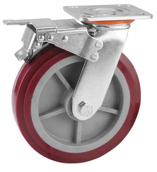 Roata pentru carucior rotativa cu frana 150mm 300kg PP+PU Tolsen