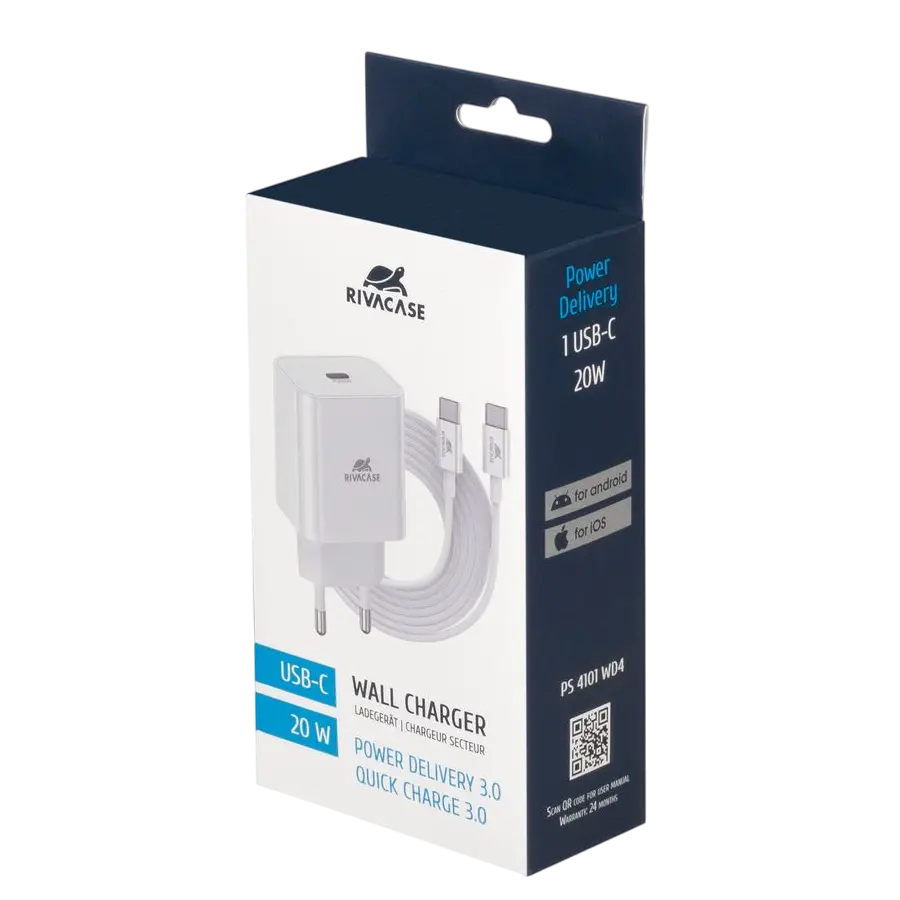 Încărcător Rivacase PS4101 WD4, 20W, Alb