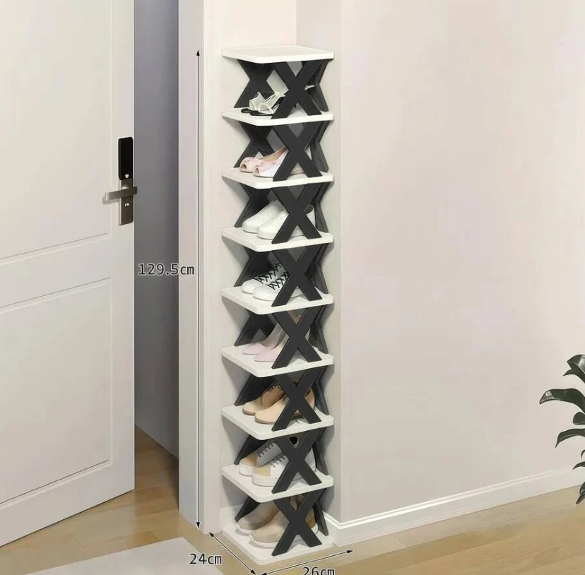 Raft organizator pentru încălțăminte cu 7 nivele negru