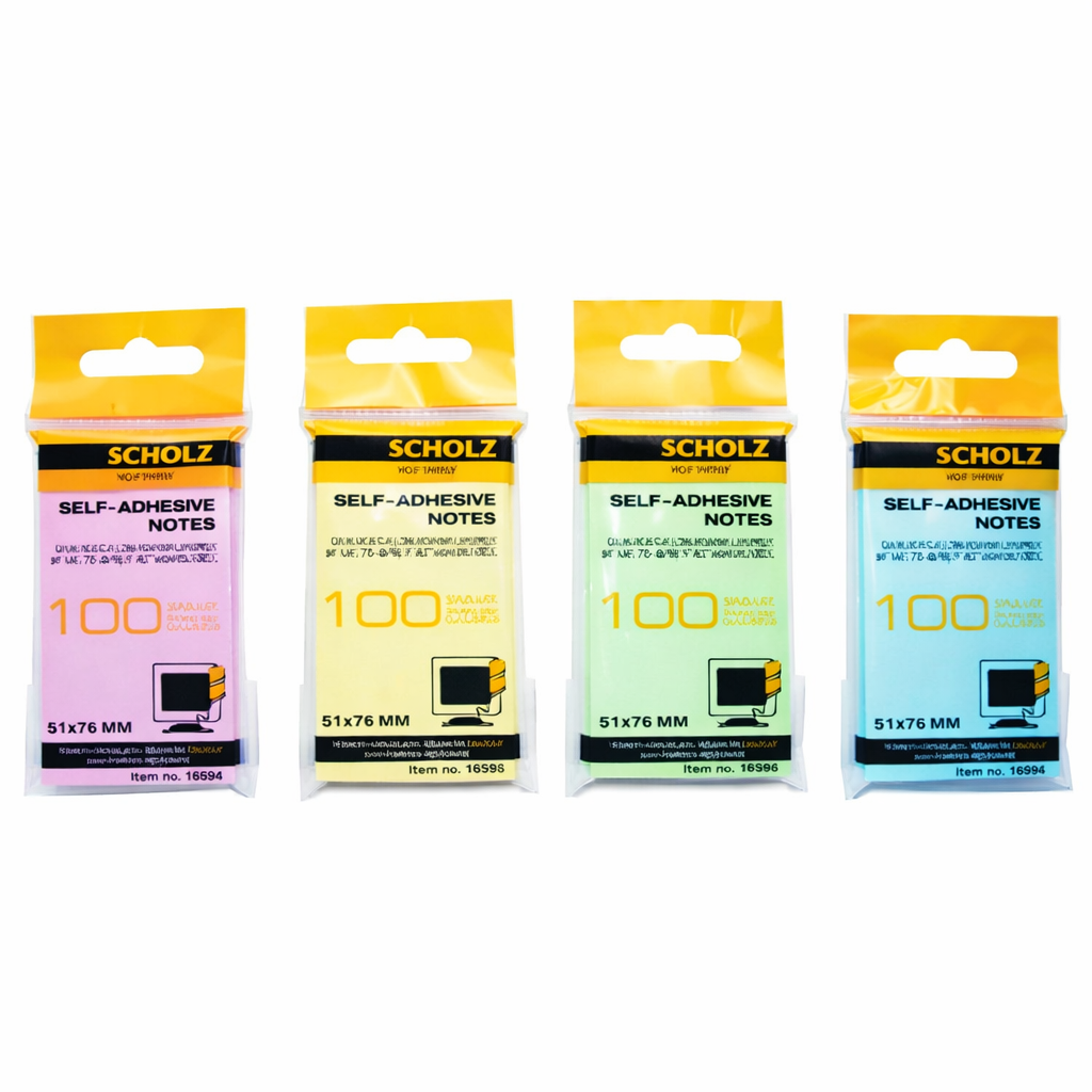 Set cuburi notite adezive colorate, 51 × 76 mm, 4 bucati x 100 file