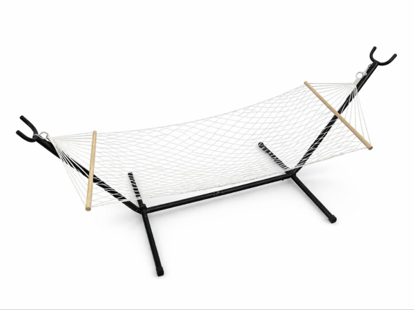 Hamac tip plasă cu suport metalic, 200×80 cm