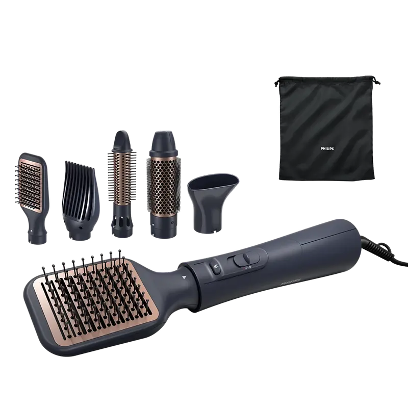 Uscător de păr-perie Philips BHA530/00, 1000W, Negru