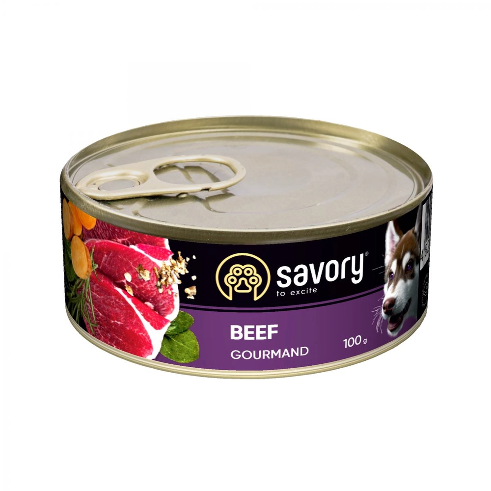 Savory Dog Adult Gourmand beef 100G, hrană umedă cu carne de vită pentru câini