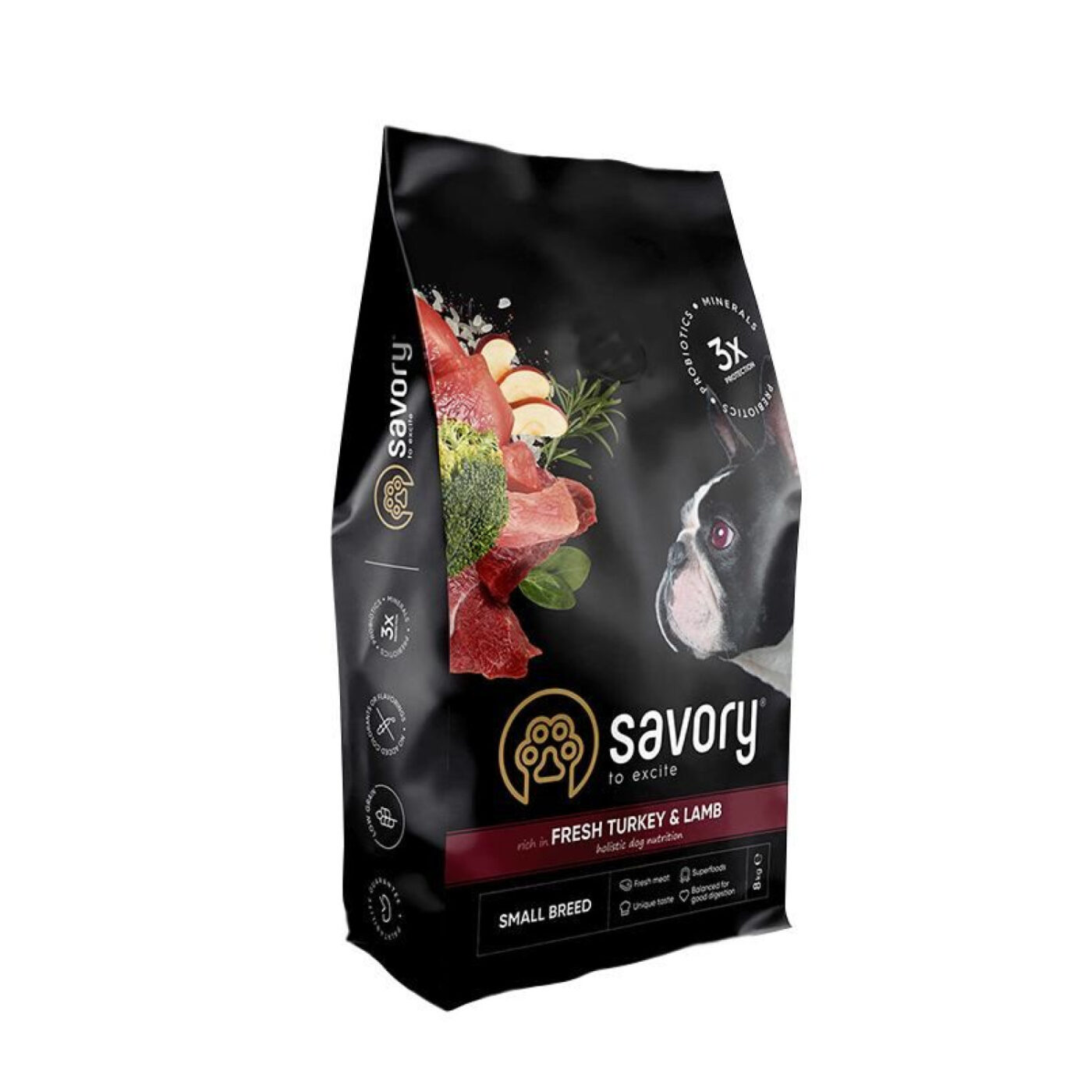 Savory Adult Small Breed Fresh Turkey & Lamb 8KG,  hrană uscată pentru câini de talie mică, cu curcan și miel