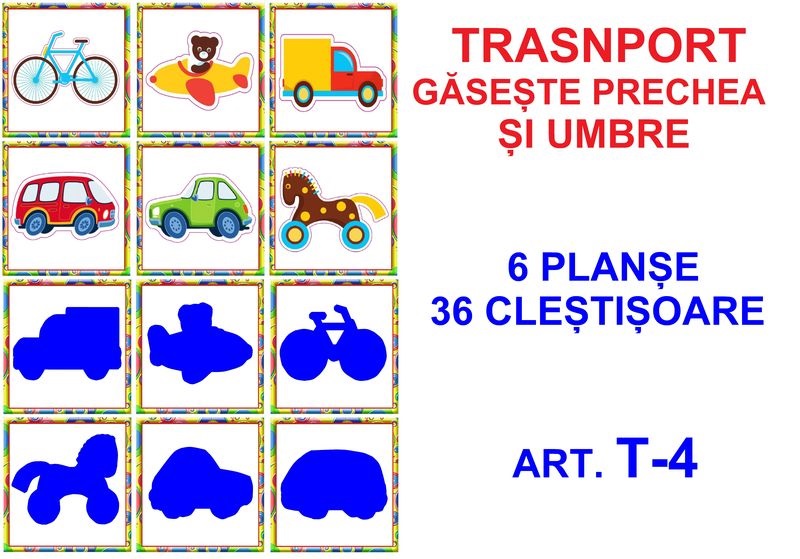 T-4 Joc cu cleşte Transport - Găseşte perechea