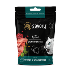 Savory Cats crunchy snacks for kittens with turkey and cranberry 60 g, gustări pentru pisoi, cu curcan și merișoare