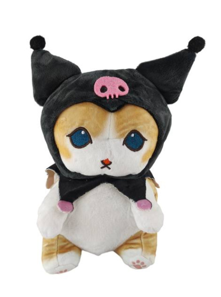 Jucărie de pluș de 25 cm: pisică cu căciulă Kuromi