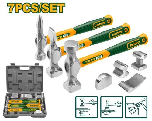 Set 7 ciocane și nicovale (tasuri) pentru tinichigerie auto; Jadever