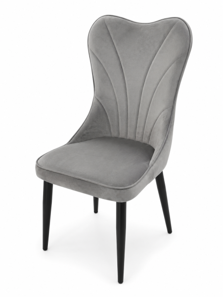 Scaun tapițat Velvet Shell Grey cu picioare metalice