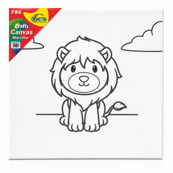 Set creatie de pictura Canvas pentru copii, Pui de Leu, Cu imagine de referinta, Pictura pe panza de pictat manual, Include vopsele acrilice si pensula, 25x20 cm, Activitate creativa si relaxanta
