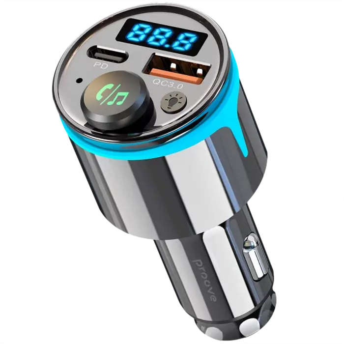 Car Charger Proove FM Launcher Nexus (PD+QC3.0) Type-C+USB Black