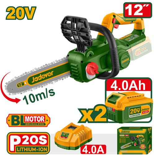 Ferăstrău cu lanț (drujbă) cu acumulator 20V 12" (30cm) + 2 ac.; Jadever