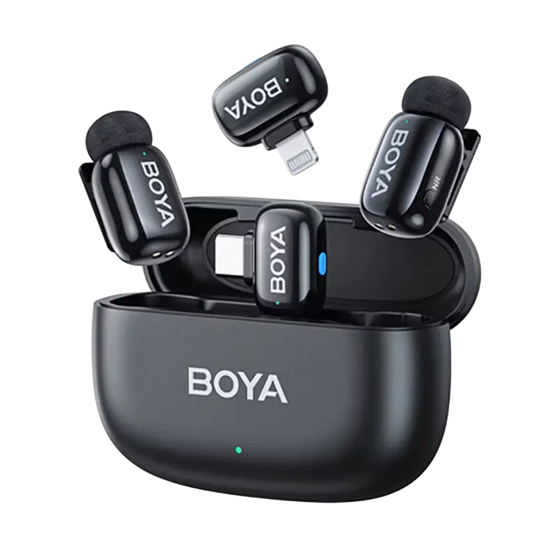 Microfon portabil pentru înregistrare vocală Boya mini 2-01, Fără fir, Negru