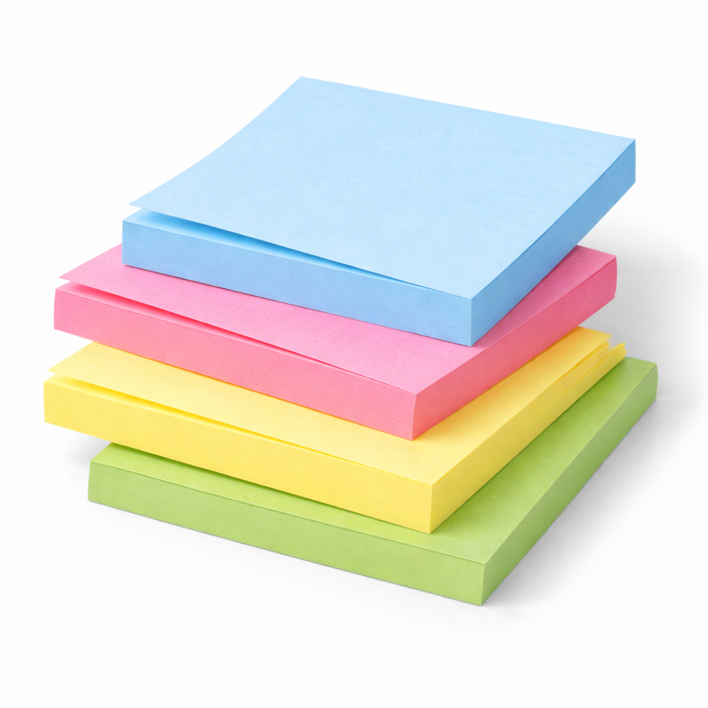 Sticky Notes 76x76 mm 4Office, Notițe Autoadezive 4 Culori, 100 Foi, Post-it Birou Școală, Hârtie Notițe cu Lipici pentru Organizare și Mesaje