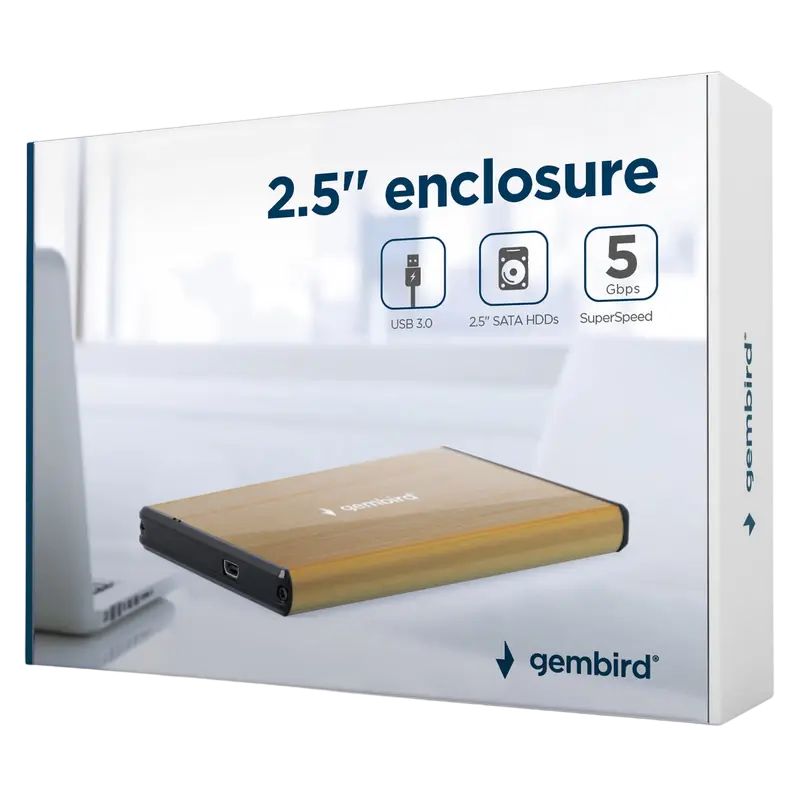 Carcasă externă Gembird EE2-U3S-3-GL, Auriu (EE2-U3S-3-GL)