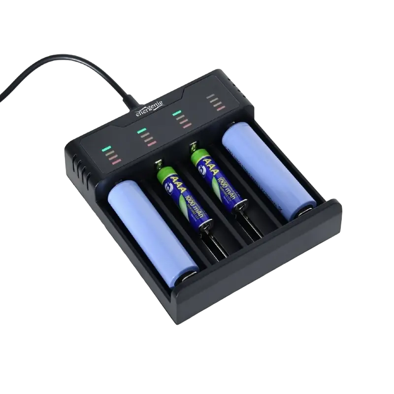 Încărcător Acumulatori Energenie BC-USB-02, Negru