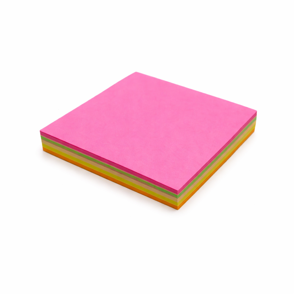 Cub notite adezive multicolore, 76 × 76 mm, 100 file