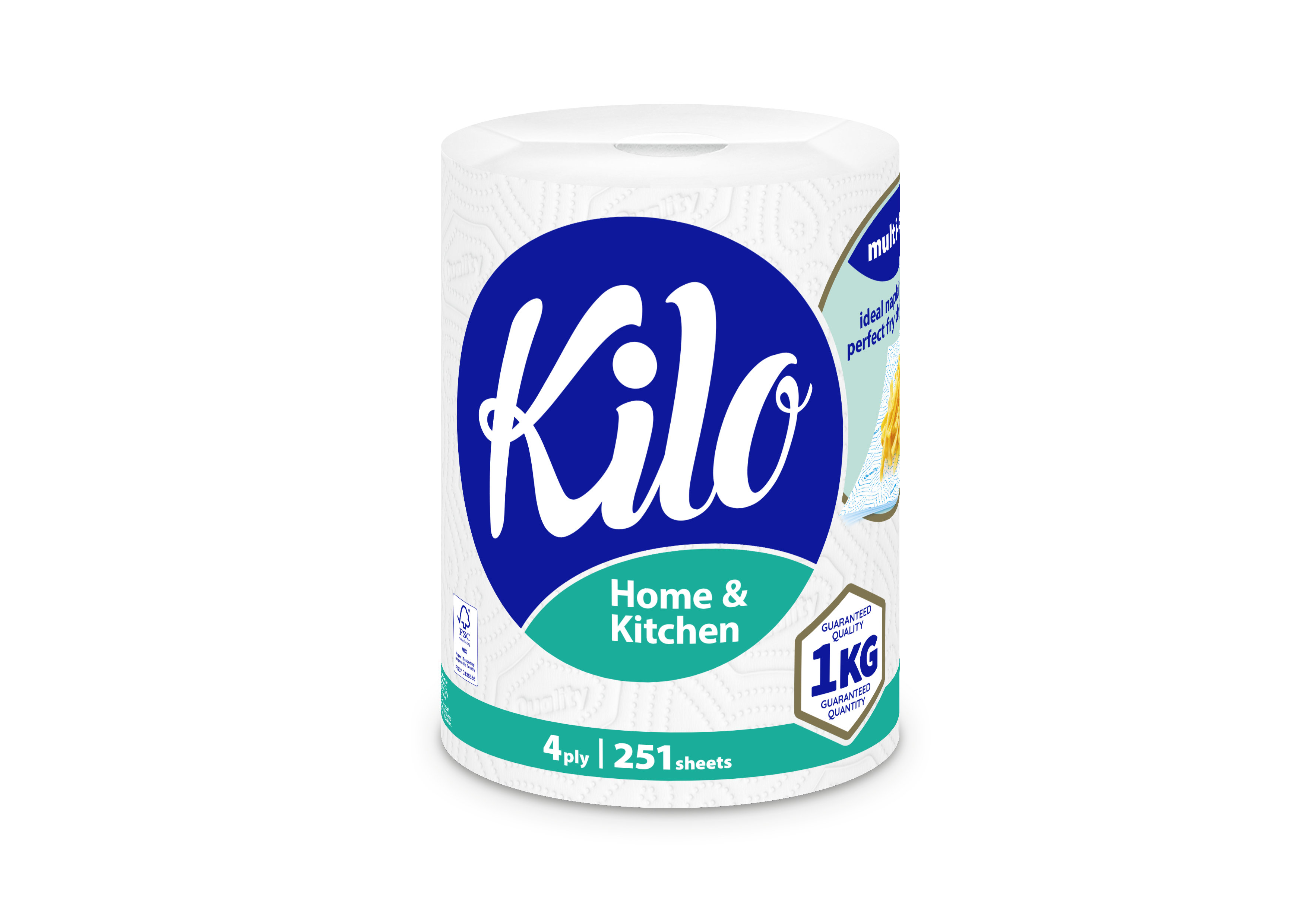 KILO Home & Kitchen Prosop Bucatarie 1KG 4 straturi, 251 foi(60,3m) 1 rola