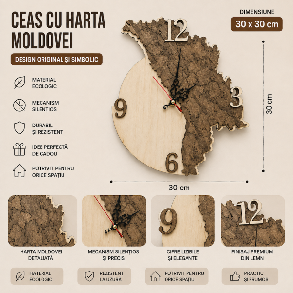 Ceas cu harta Moldovei