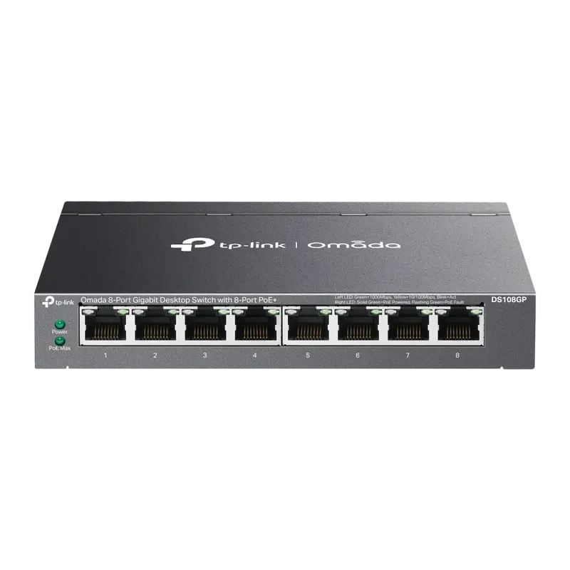 Switch de rețea TP-LINK DS108GP, 8x IEEE 802.3af/at PoE+ Ports