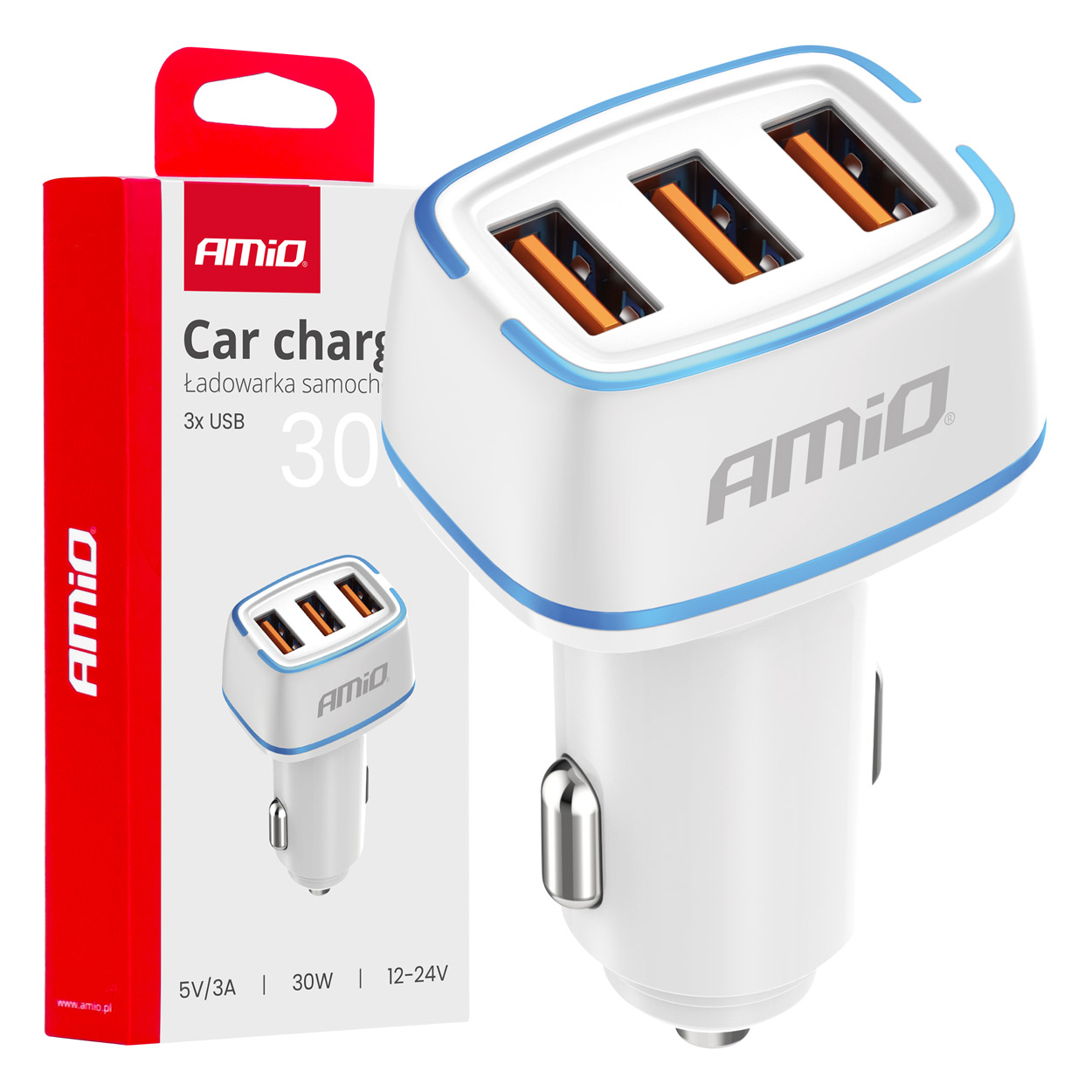 03889 Incarcator auto 3x USB-A 30W 12/24V