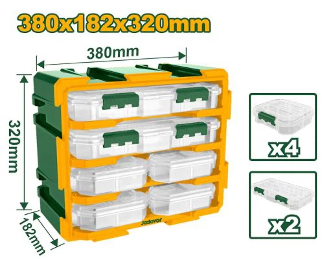 Sistem modular cu 6 organizatoare (4xS + 2xL) 380x182x320 mm Jadever
