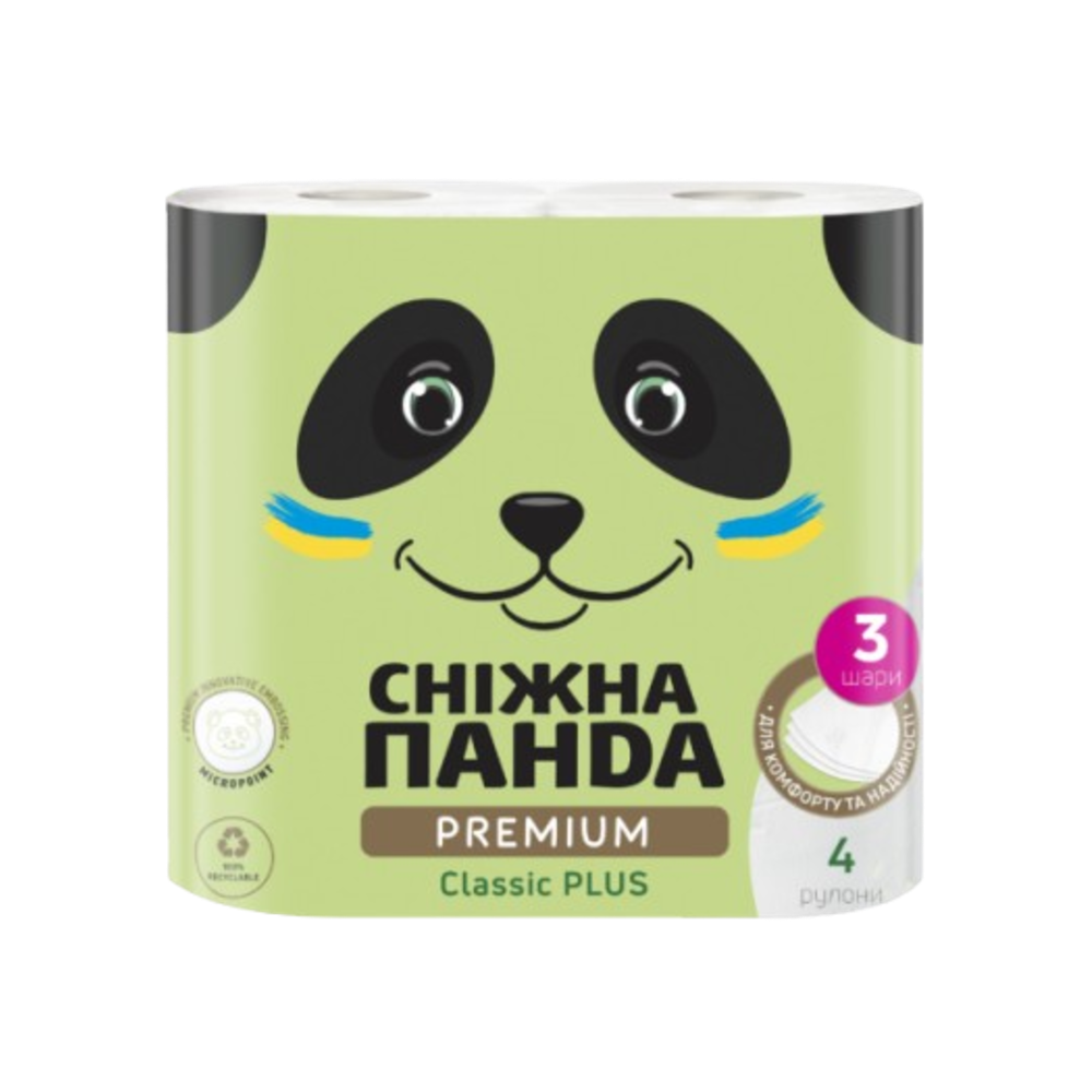 PANDA Hirtie igienica Premium Classic Plus 3str. 4 role  150foi 18,75 м