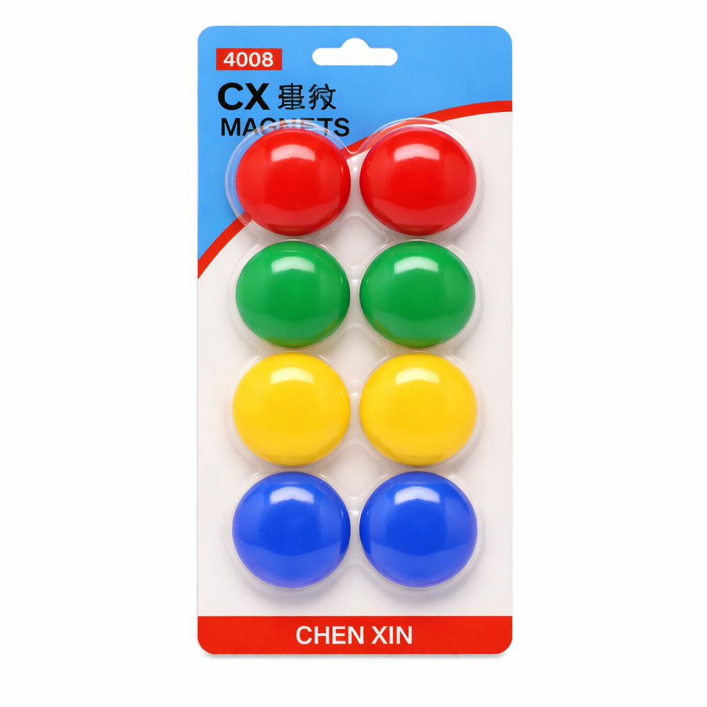 Set 8 Magneti Colorati Scholz, 40 mm, Magneti Puternici pentru Tabla Magnetica, Frigider, Birou, Scoala, Organizare Documente, Multicolor